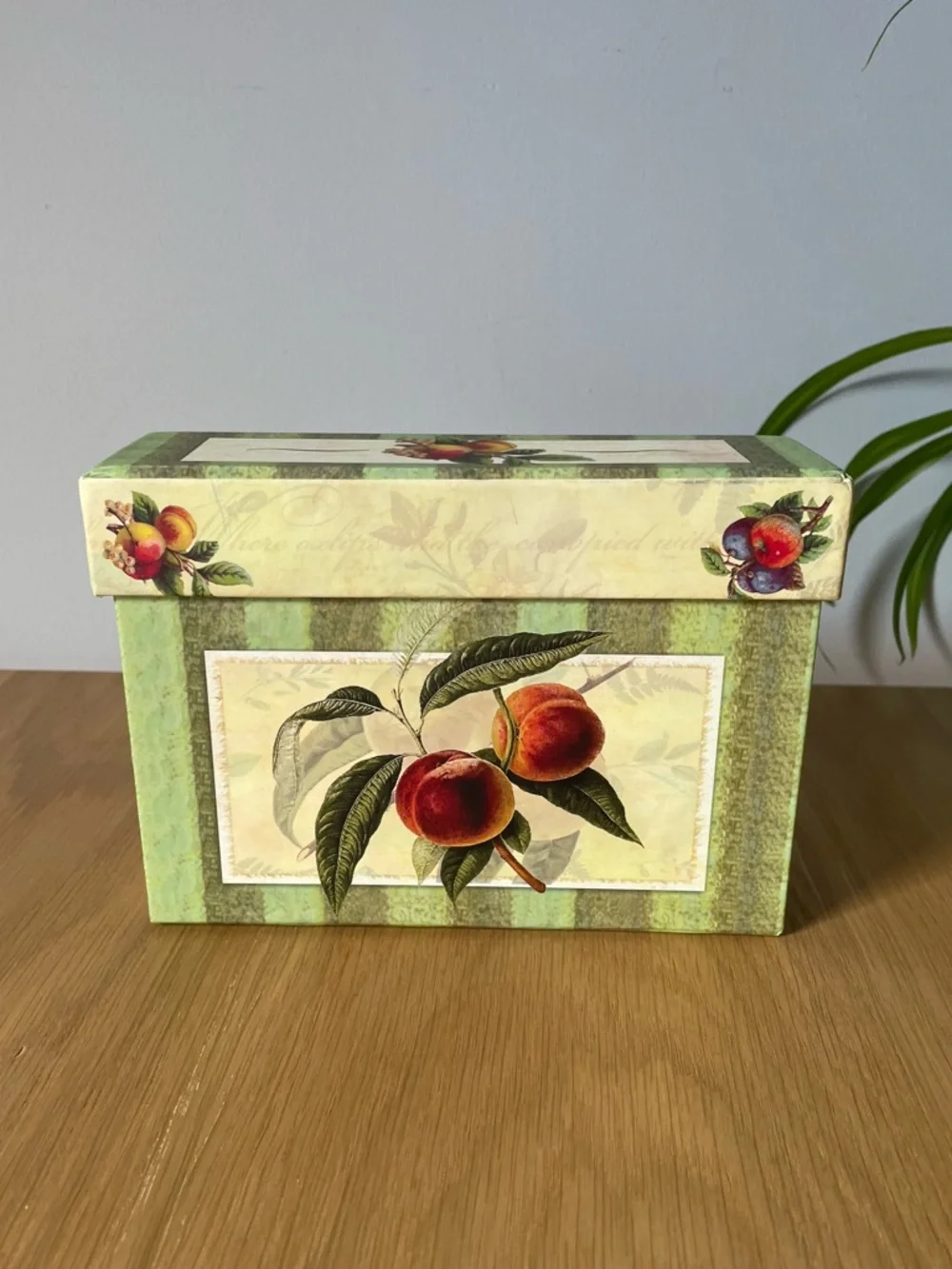 Decorative Peach Fruit Motif Recipe Keepsake Box with Recipe Cards - Picture 13 of 13
